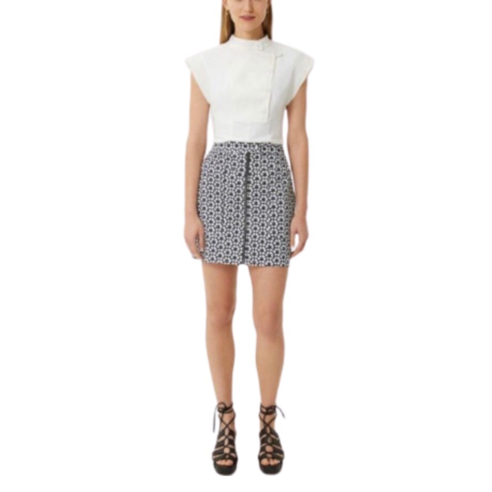 Rebecca Minkoff Marigold Mini Skirt Navy and White 6 NWT